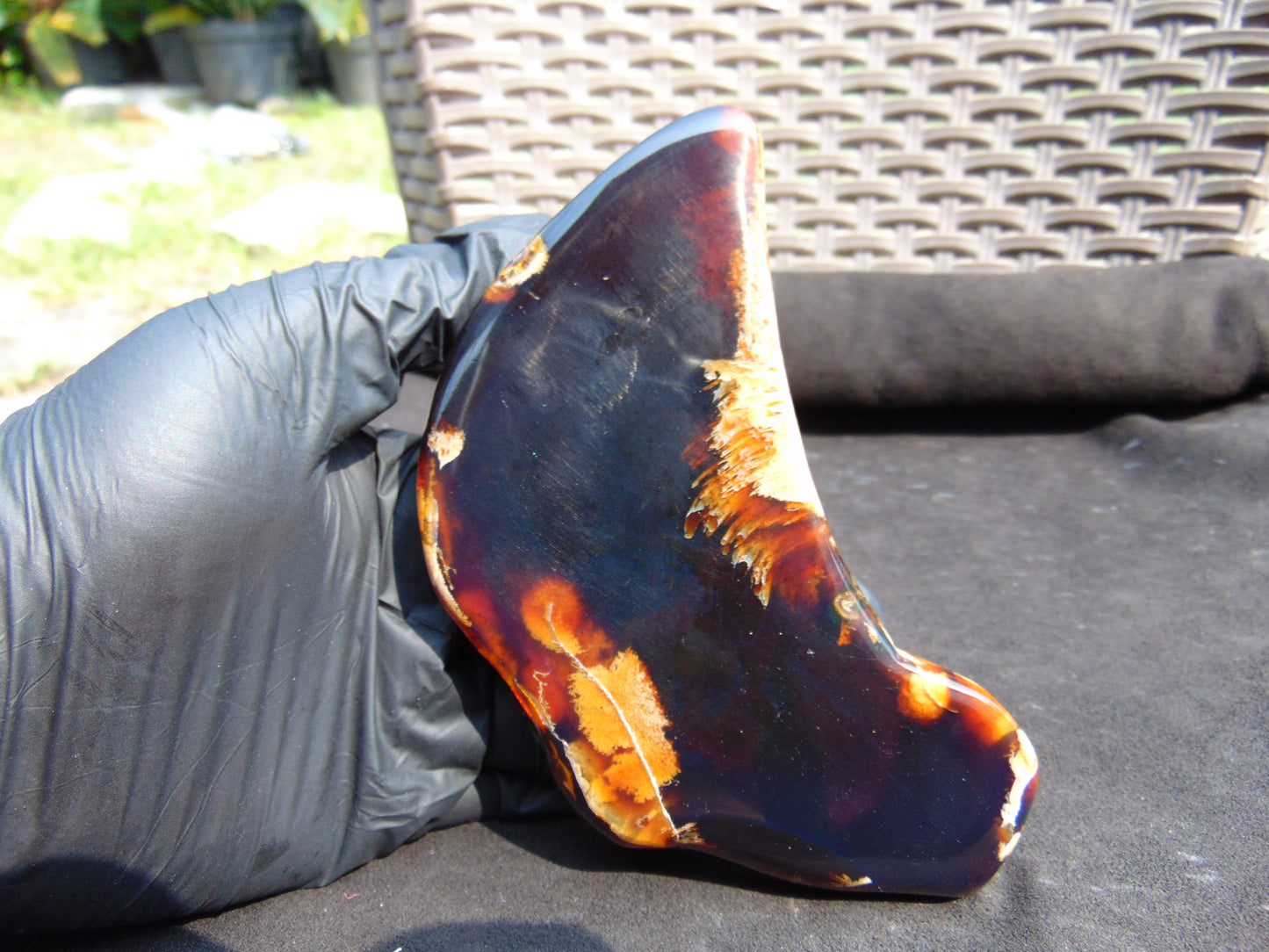 139 gram Slab Slim polished Indonesian Dark Purple Amber for Healing 25A201