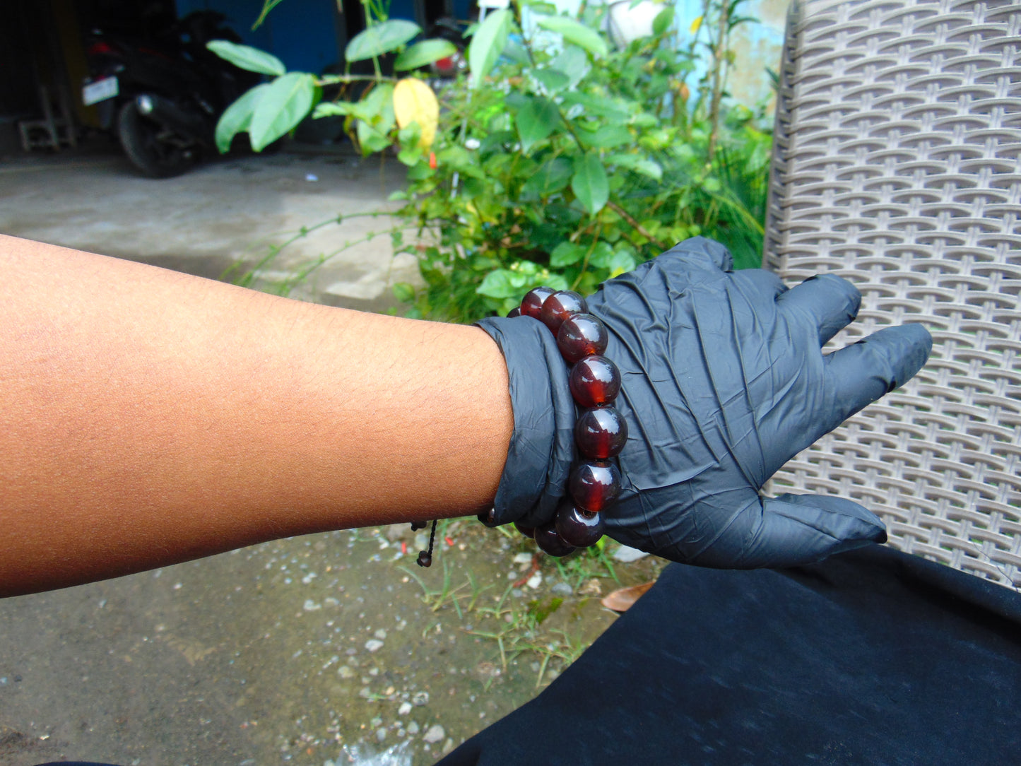 31 gram 14 Beads Mala Bracelet Indonesian Cherry Red Amber for Healing A14G278