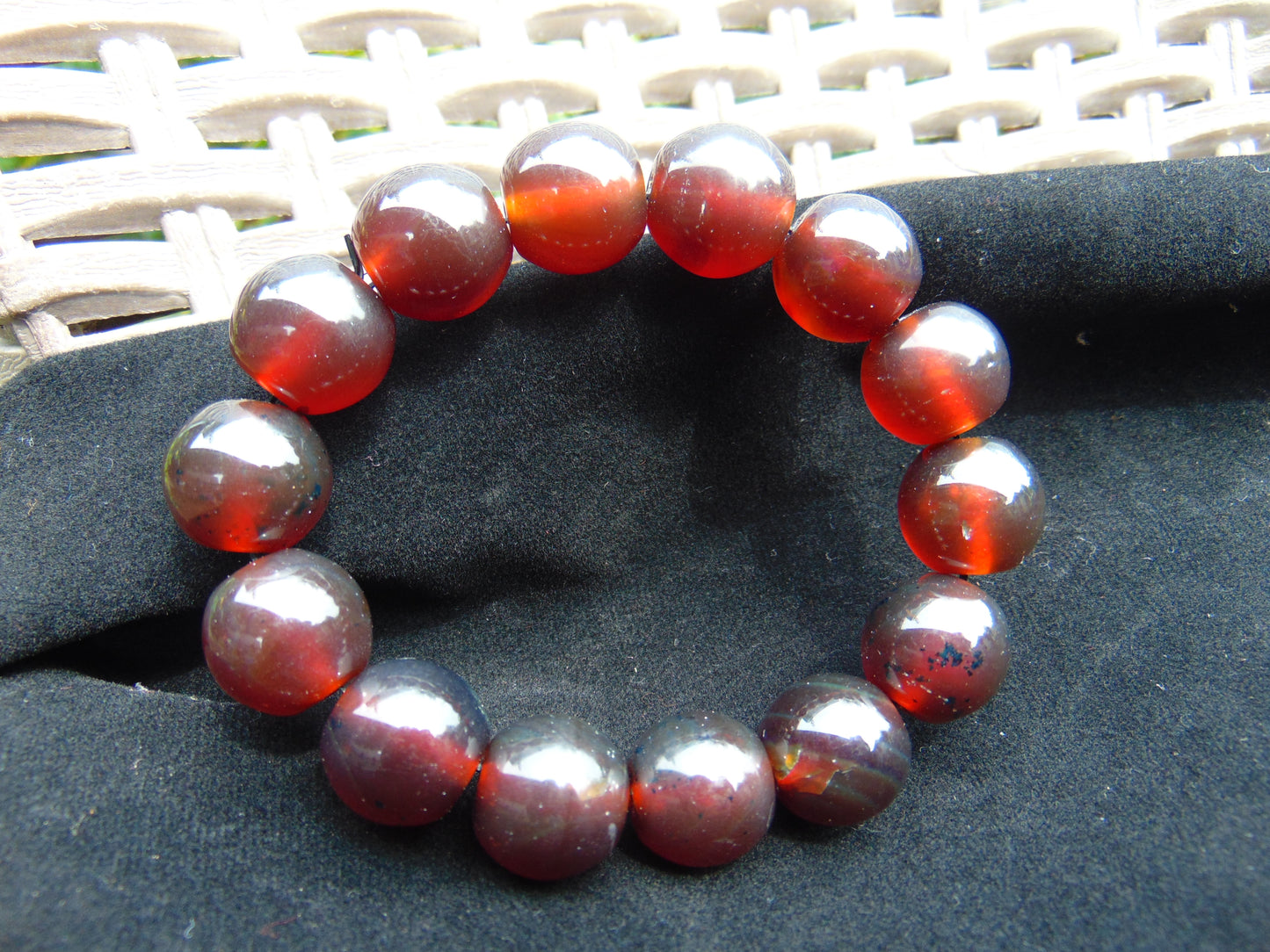 31 gram 14 Beads Mala Bracelet Indonesian Cherry Red Amber for Healing A14G279