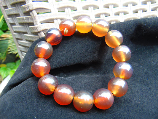 30 gram 14 Beads Mala Bracelet Indonesian Blue Yellow  Amber for Healing A14G284