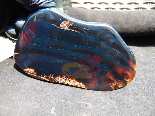 120 gram Slab Slim polished Indonesian Purple Blue Amber for Healing 25A197