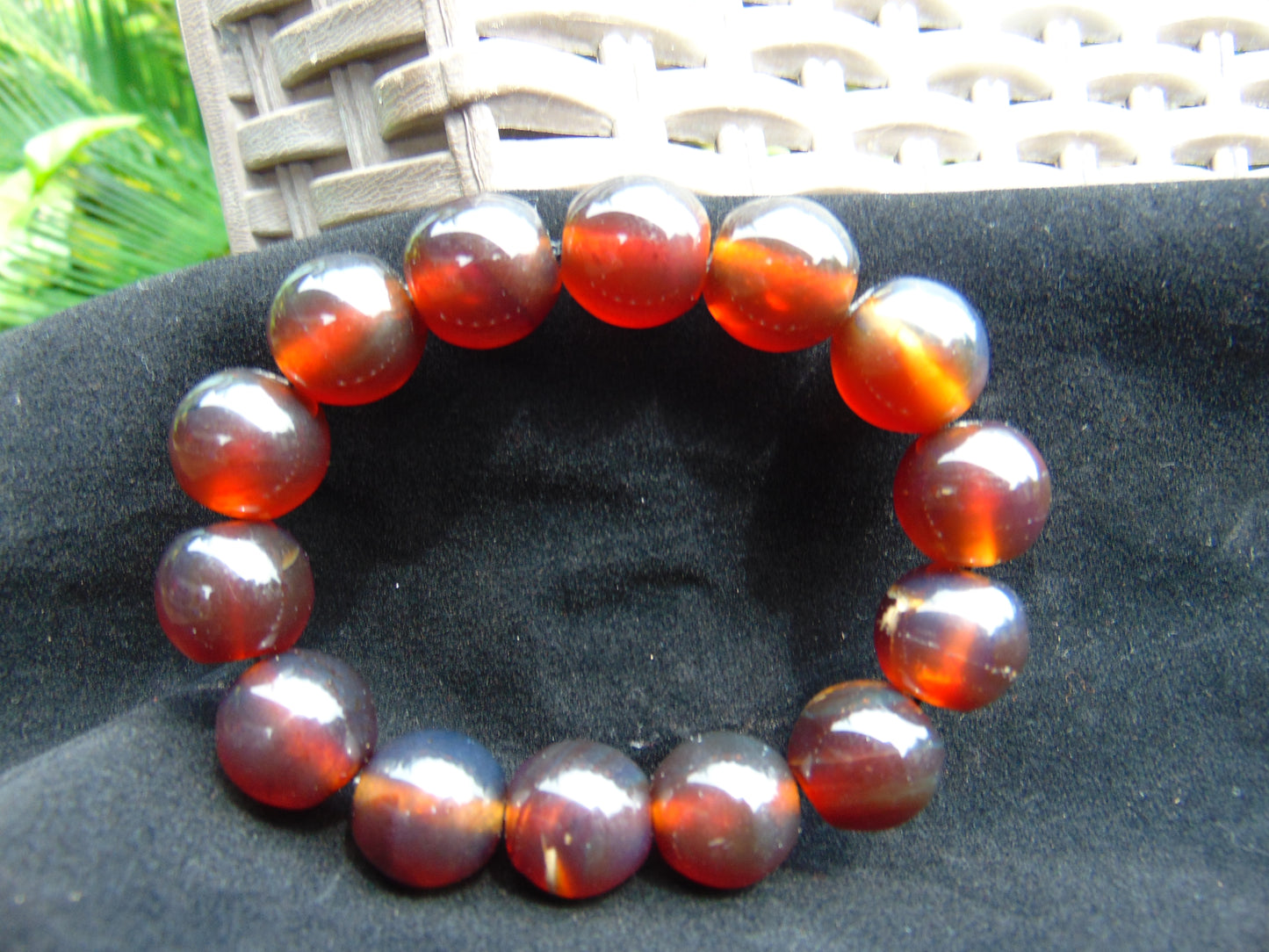 30 gram 14 Beads Mala Bracelet Indonesian Cherry Red Amber for Healing A14G282