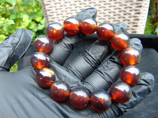 30 gram 14 Beads Mala Bracelet Indonesian Cherry Red Amber for Healing A14G282