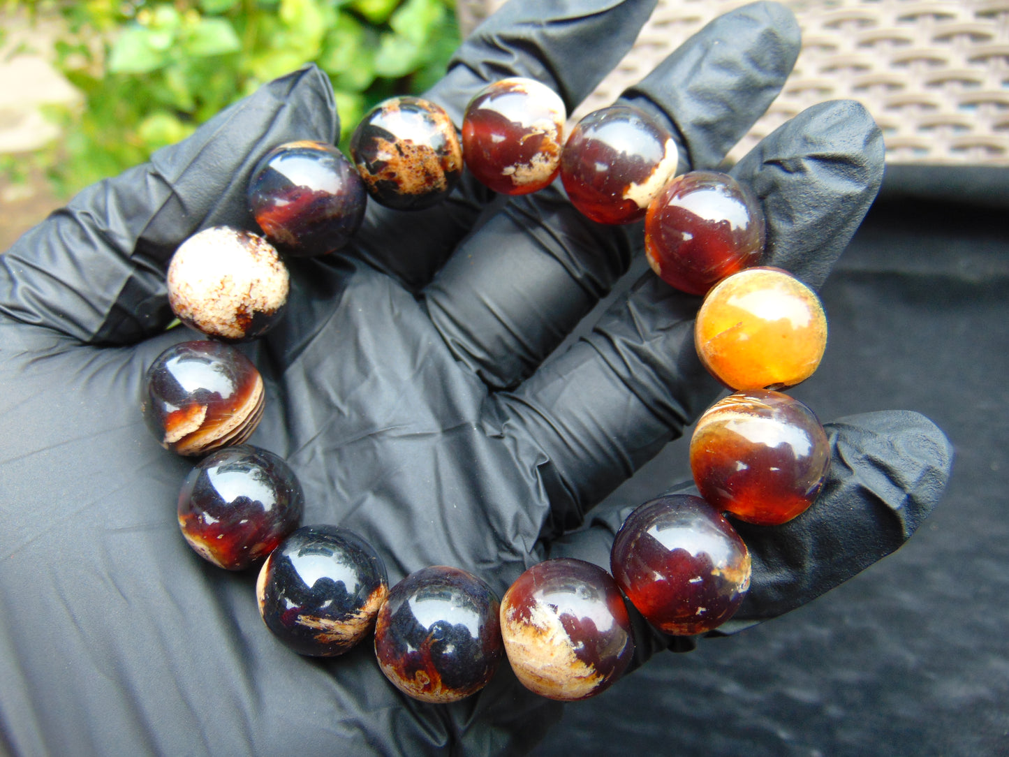 31 gram 14 Beads Mala Bracelet Indonesian White Amber for Healing A14G283