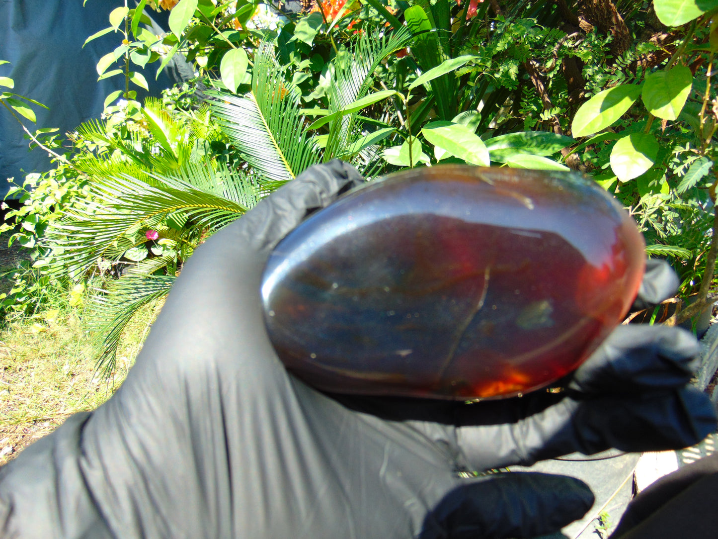 121 gram calligraphy carving ALLAH AKHBAR Indonesian Purple Red Amber for Healing CA5