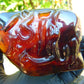 121 gram calligraphy carving ALLAH AKHBAR Indonesian Purple Red Amber for Healing CA5