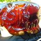 121 gram calligraphy carving ALLAH AKHBAR Indonesian Purple Red Amber for Healing CA5
