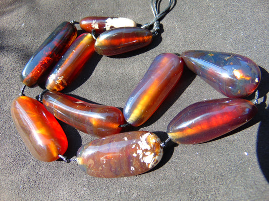 84 gram Small Beads Combination Necklace Indonesian Blue Amber for Healing NE55