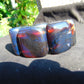 162 gr 7 Square Beads Bangle Indonesian Sumatra Red Blue Amber for Healing FR118