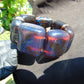 162 gr 7 Square Beads Bangle Indonesian Sumatra Red Blue Amber for Healing FR118