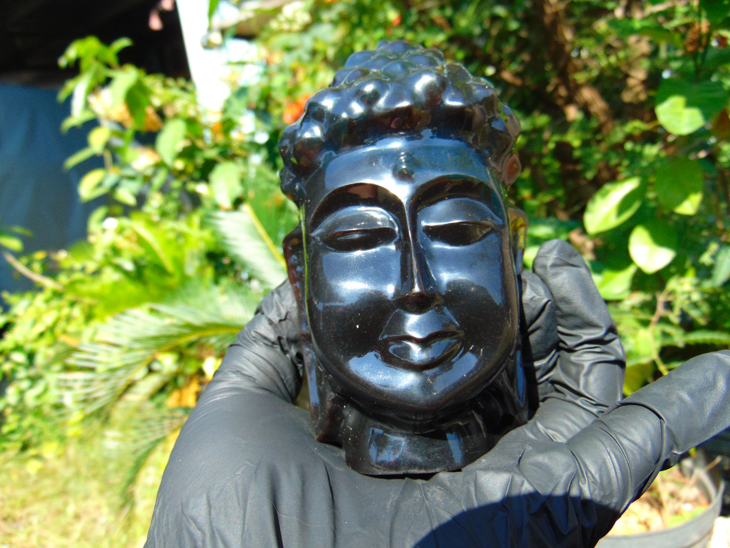 282 gr Buddha head carving 119x73x65 mm on Indonesian Black Blue Amber for Healing BD3D1