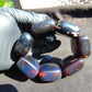 162 gr 7 Square Beads Bangle Indonesian Sumatra Red Blue Amber for Healing FR118