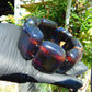 162 gr 7 Square Beads Bangle Indonesian Sumatra Red Blue Amber for Healing FR118