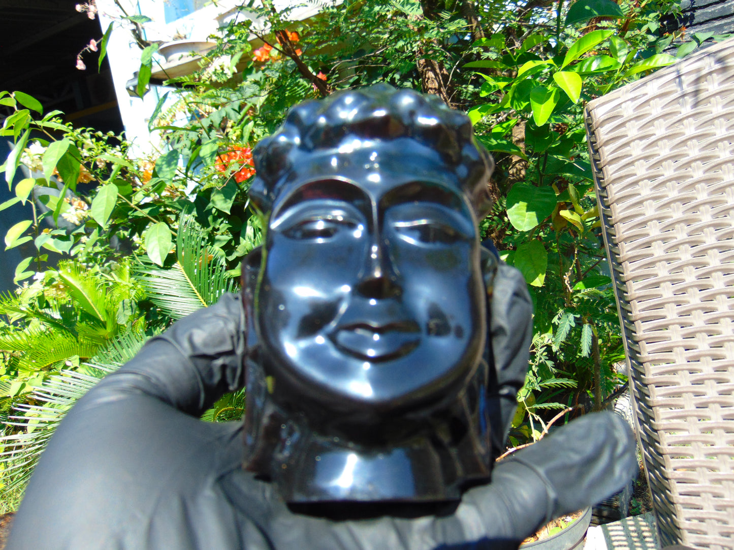 282 gr Buddha head carving 119x73x65 mm on Indonesian Black Blue Amber for Healing BD3D1