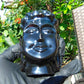 282 gr Buddha head carving 119x73x65 mm on Indonesian Black Blue Amber for Healing BD3D1