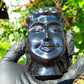 282 gr Buddha head carving 119x73x65 mm on Indonesian Black Blue Amber for Healing BD3D1