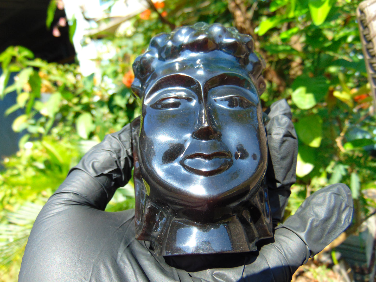 282 gr Buddha head carving 119x73x65 mm on Indonesian Black Blue Amber for Healing BD3D1