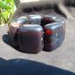 165 gr 7 Square Beads Bangle Indonesian Sumatra Red Blue Amber for Healing FR117