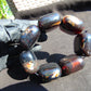 130 gr 7 Square Beads Bangle Indonesian Sumatra Dark Blue Amber for Healing FR113