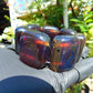 143 gr 7 Square Beads Bangle Indonesian Sumatra Red Blue Amber for Healing FR115