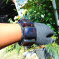 143 gr 7 Square Beads Bangle Indonesian Sumatra Red Blue Amber for Healing FR115