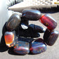 170 gr 7 Square Beads Bangle Indonesian Sumatra Purple Blue Amber for Healing FR119