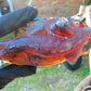 147 gr 160x70x43 mm The *Salamander* (mystical fire lizard) carving on *Indonesian Blue Amber*for Healing AJ190
