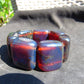 153 gr 7 Square Beads Bangle Indonesian Sumatra Dark Blue Amber for Healing FR126