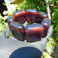153 gr 7 Square Beads Bangle Indonesian Sumatra Dark Blue Amber for Healing FR126