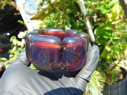 153 gr 7 Square Beads Bangle Indonesian Sumatra Dark Blue Amber for Healing FR126