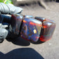 146 gr 7 Square Beads Bangle Indonesian Sumatra Dark Blue Amber for Healing FR125