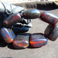 146 gr 7 Square Beads Bangle Indonesian Sumatra Dark Blue Amber for Healing FR125