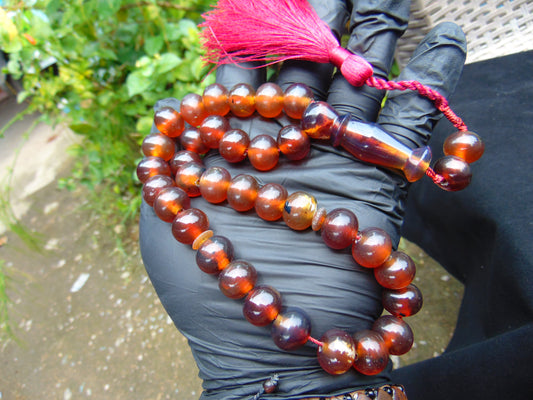 47 gr Hand Tasbih 33+2 Beads 12 mm Indonesian Blue Red Amber for Healing 25TBS21