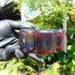 146 gr 7 Square Beads Bangle Indonesian Sumatra Dark Blue Amber for Healing FR125