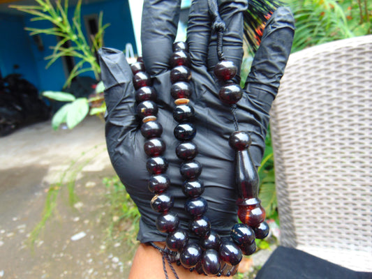 47 gr Hand Tasbih 33+2 Beads 12 mm Indonesian Cherry Red Amber for Healing 25TBS16