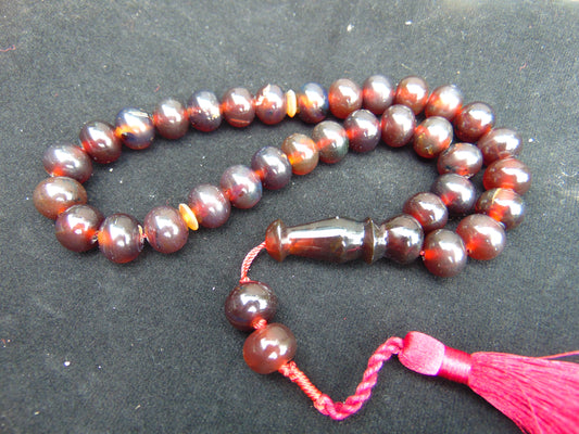 46 gr Hand Tasbih 33+2 Beads 12 mm Indonesian Red Amber for Healing 25TBS17