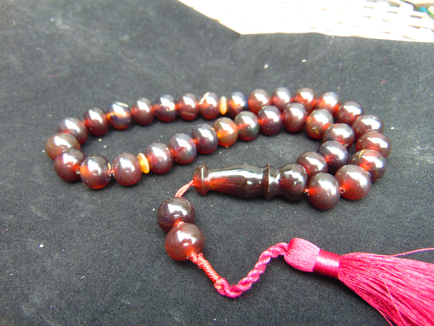 46 gr Hand Tasbih 33+2 Beads 12 mm Indonesian Red Amber for Healing 25TBS17