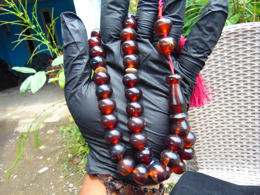 47 gr Hand Tasbih 33+2 Beads 12 mm Indonesian Red Amber for Healing 25TBS15