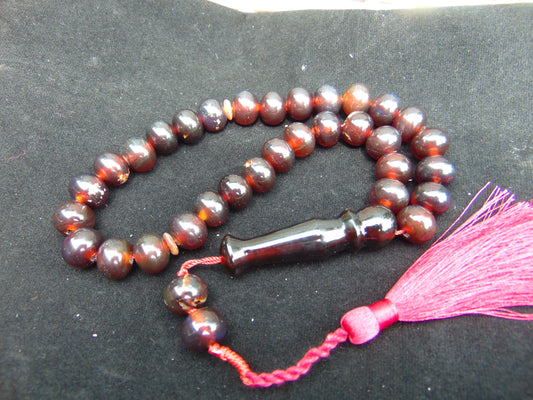 48 gr Hand Tasbih 33+2 Beads 12 mm Indonesian Red Amber for Healing 25TBS18