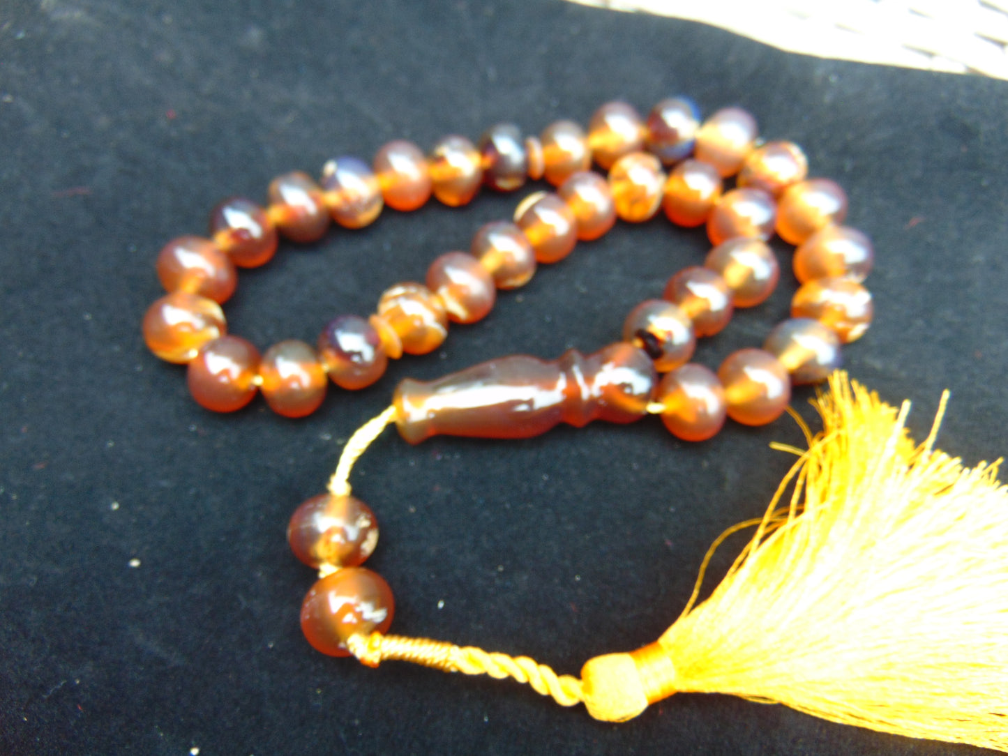 47 gr Hand Tasbih 33+3 Beads 12 mm Indonesian Yellow Red Amber for Healing 25TBS5