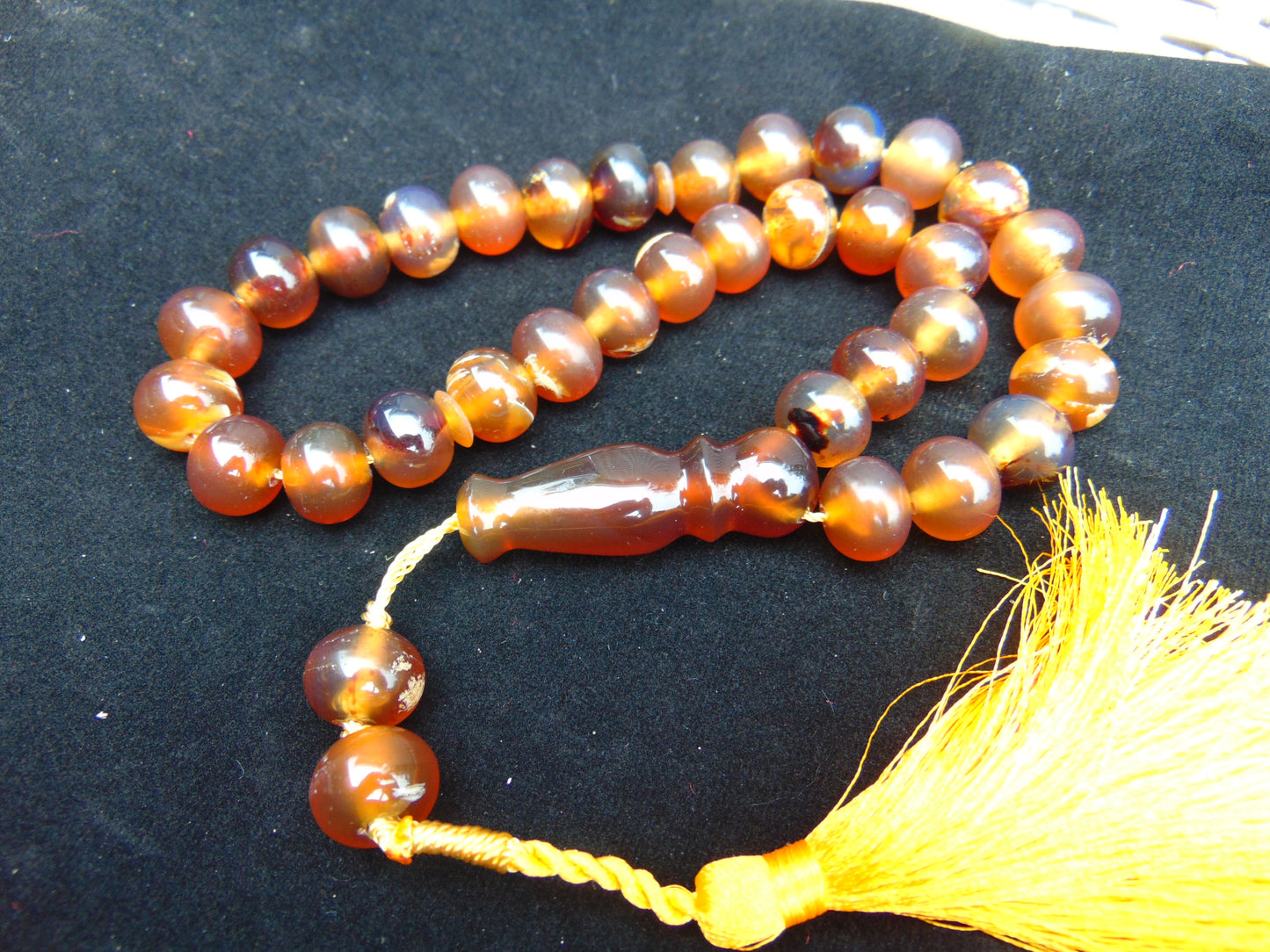 47 gr Hand Tasbih 33+3 Beads 12 mm Indonesian Yellow Red Amber for Healing 25TBS5
