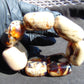 128 gr 7 Square Beads Bangle Indonesian Sumatra White Blue Amber for Healing FR130