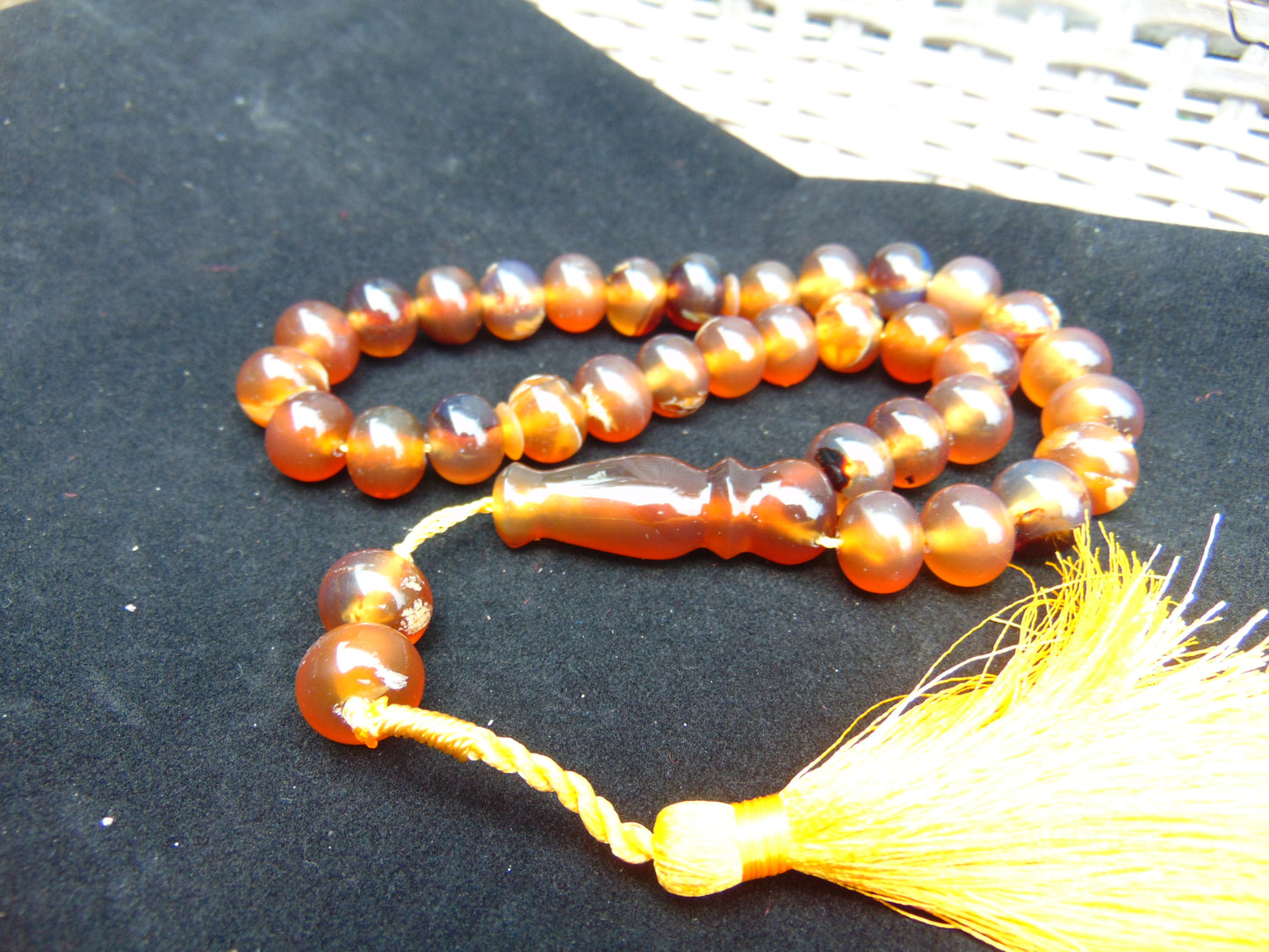 47 gr Hand Tasbih 33+3 Beads 12 mm Indonesian Yellow Red Amber for Healing 25TBS5
