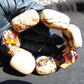 128 gr 7 Square Beads Bangle Indonesian Sumatra White Blue Amber for Healing FR130