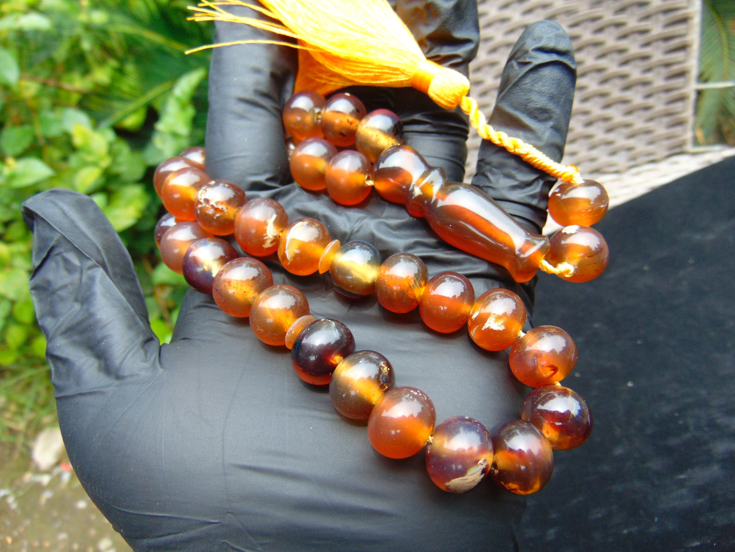 47 gr Hand Tasbih 33+3 Beads 12 mm Indonesian Yellow Red Amber for Healing 25TBS5