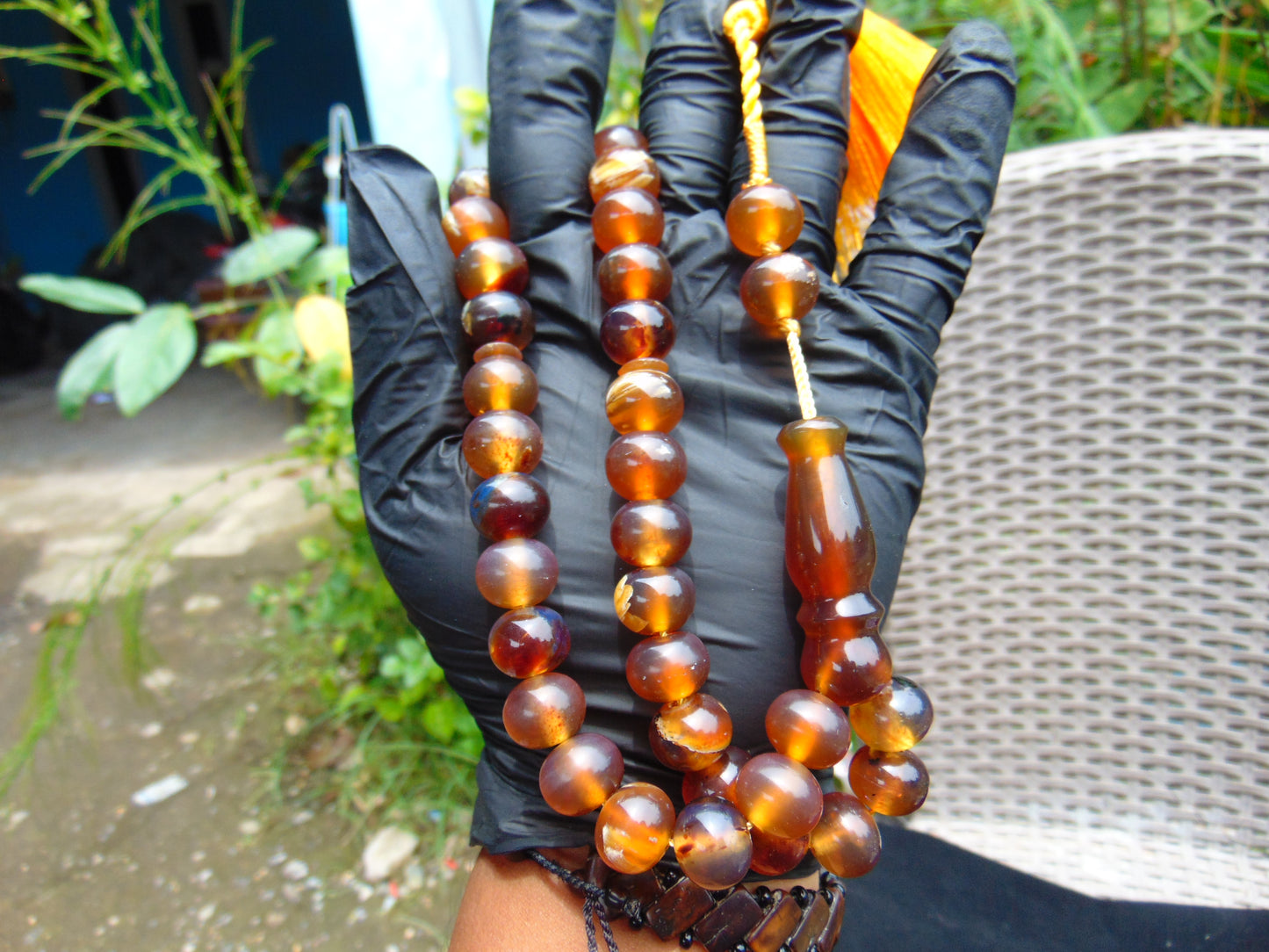 47 gr Hand Tasbih 33+3 Beads 12 mm Indonesian Yellow Red Amber for Healing 25TBS5