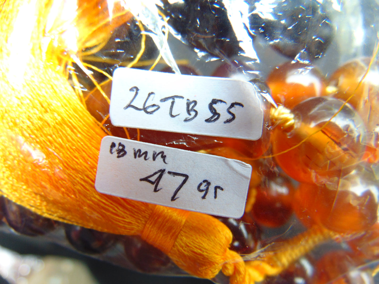 47 gr Hand Tasbih 33+3 Beads 12 mm Indonesian Yellow Red Amber for Healing 25TBS5