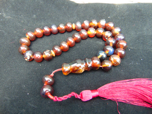 48 gr Hand Tasbih 33+2 Beads 12 mm Indonesian Blue Red Amber for Healing 25TBS20