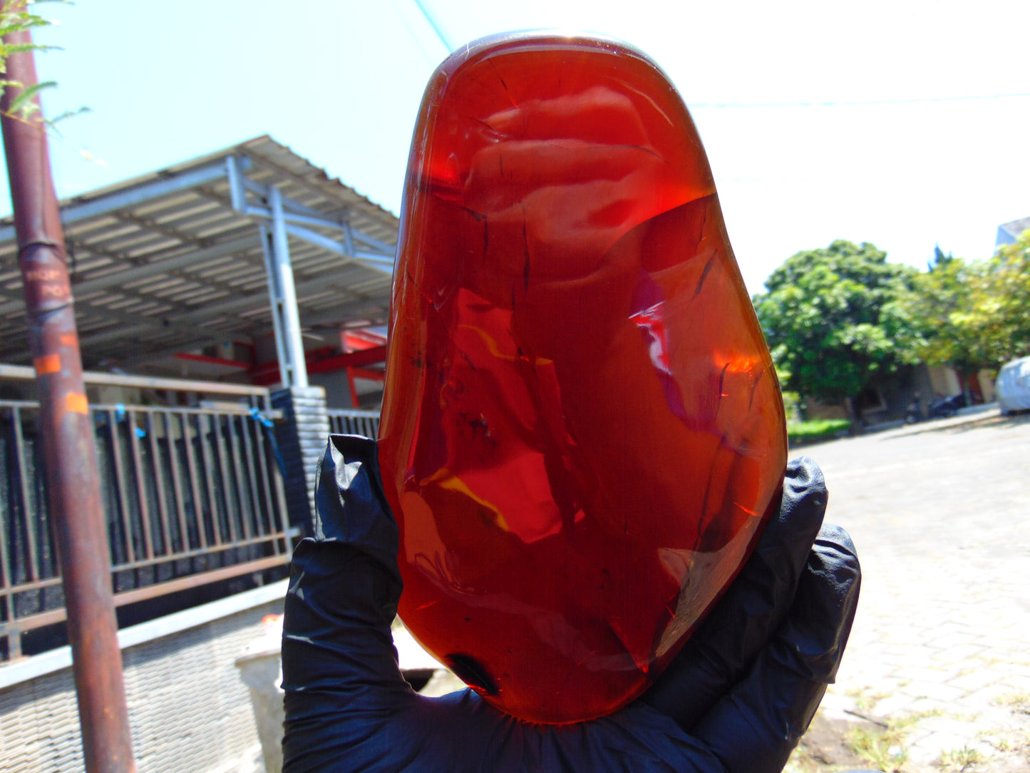 157 gram Slab polished Indonesian Cherry Red Amber for Healing ML77