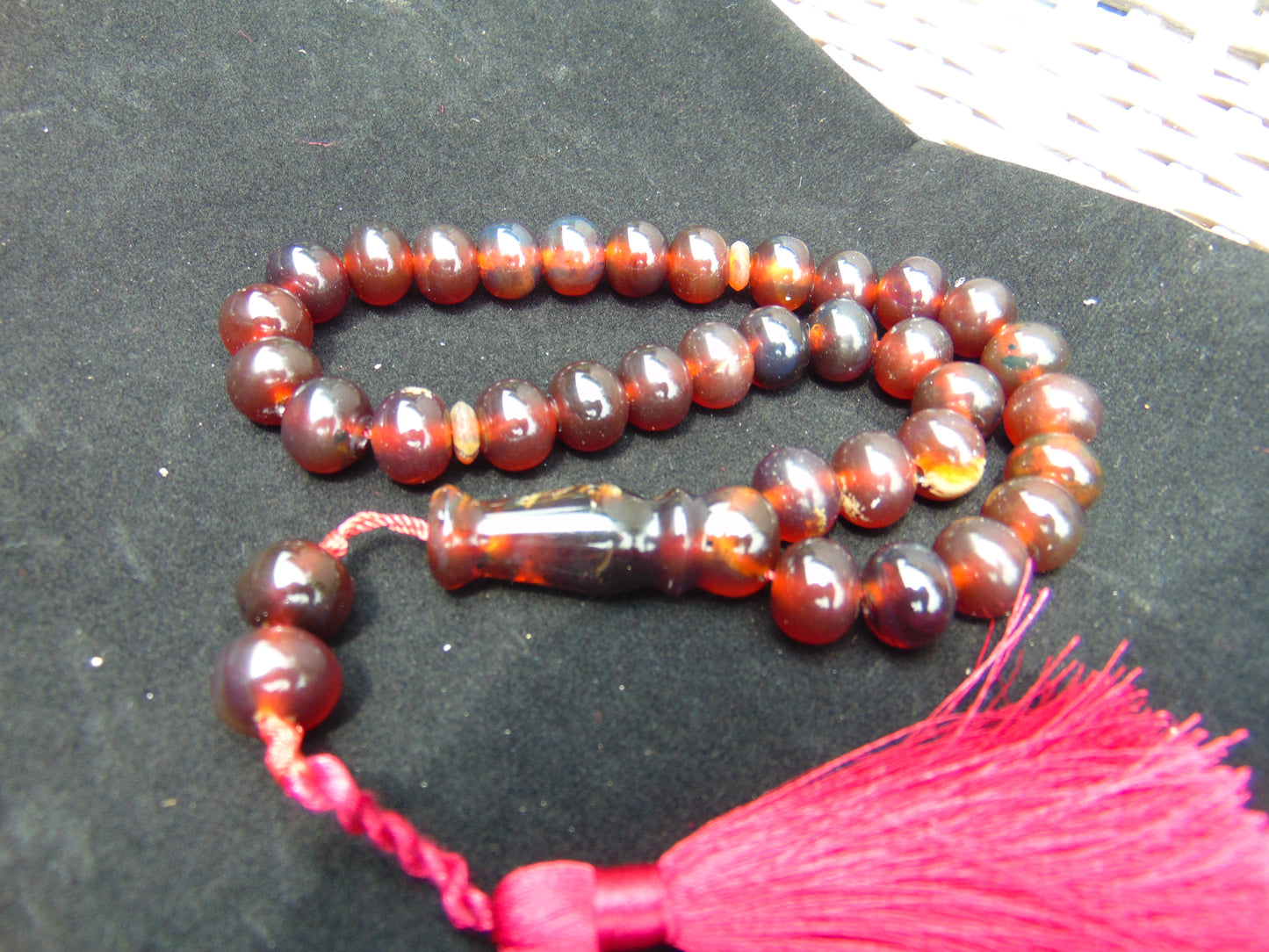 49 gr Hand Tasbih 33+3 Beads 12 mm Indonesian Cherry Red Amber for Healing 25TBS9